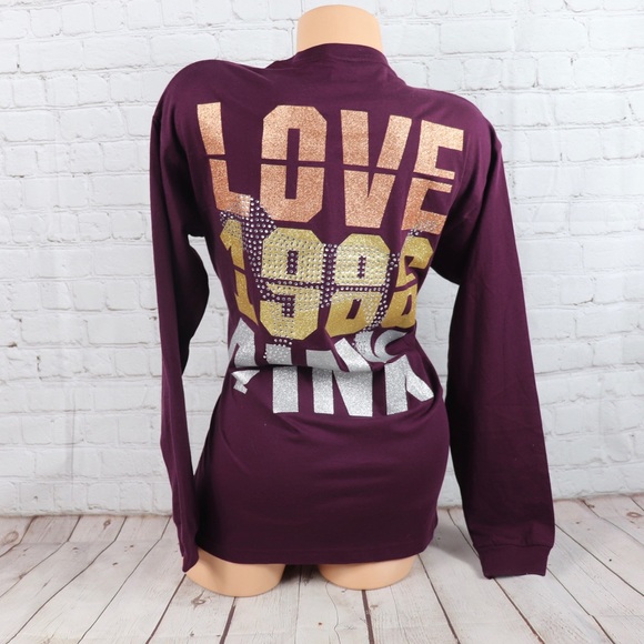 VS PINK BLING Campus Long Sleeve Tee Shirt - Picture 4 of 8